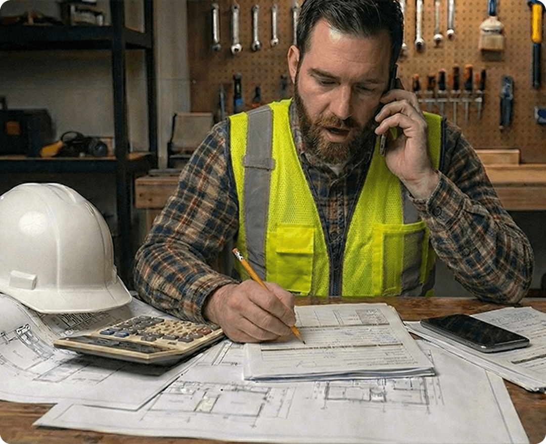 Contractor using phone